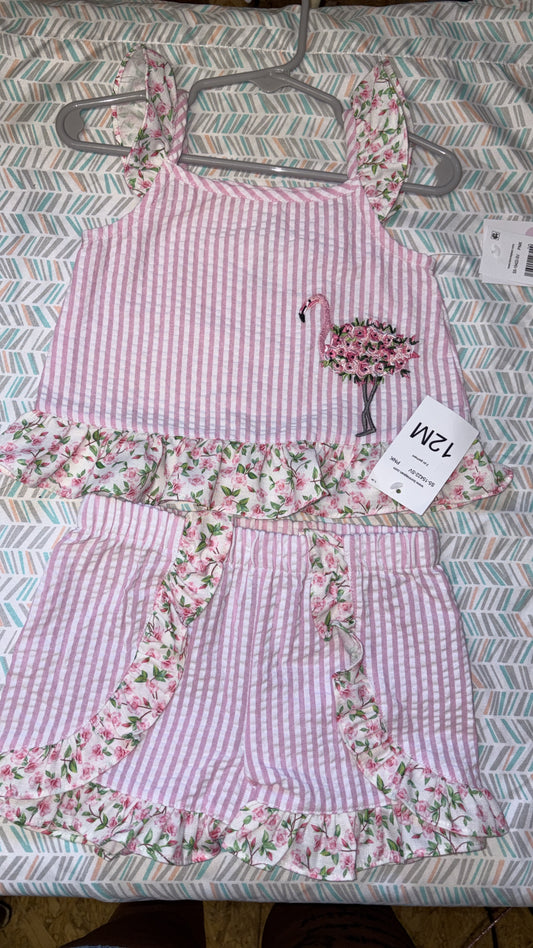 Pink flamingo girl set