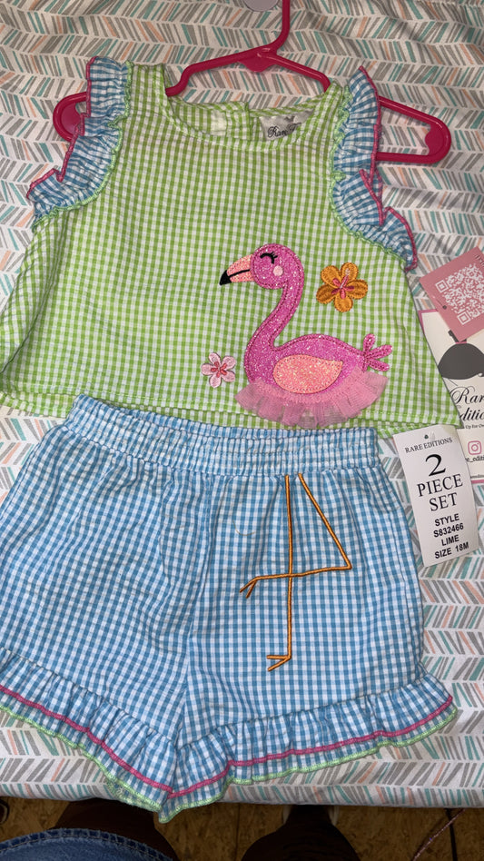 Pink flamingo girl set